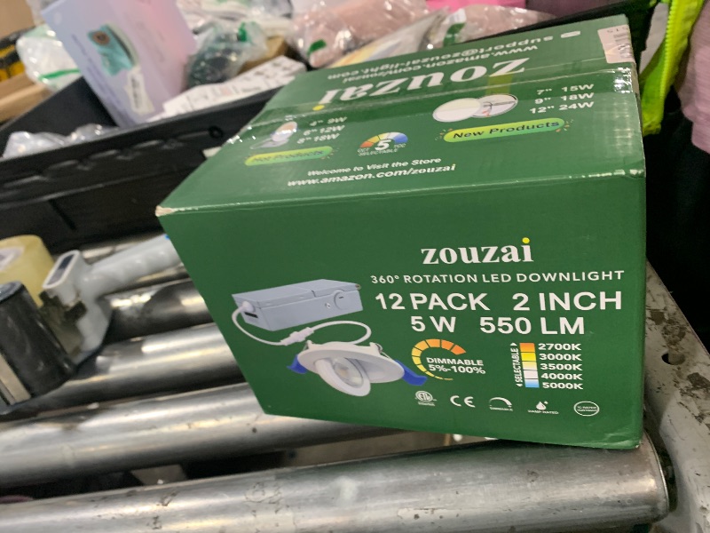 Photo 1 of zouzai 5CCT LED Gimbal Led Recessed Light with Junction Box, 360°+90° Adjustable Directional Eyeball Lighting, Dimmable, 2700K/3000K/3500K/4000K/5000K,ETL&Energy Star (White 12 Pack, 2 inch)