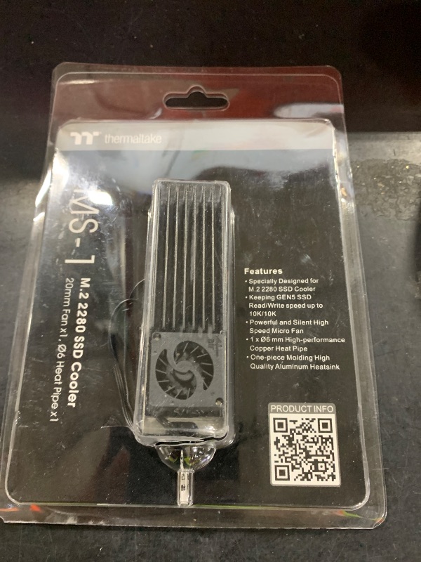Photo 1 of Thermaltake MS-1 M.2 2280 SSD Cooler, Heatsink with 8000 RPM Micro Blower Fan, CL-O043-AL02BL-A