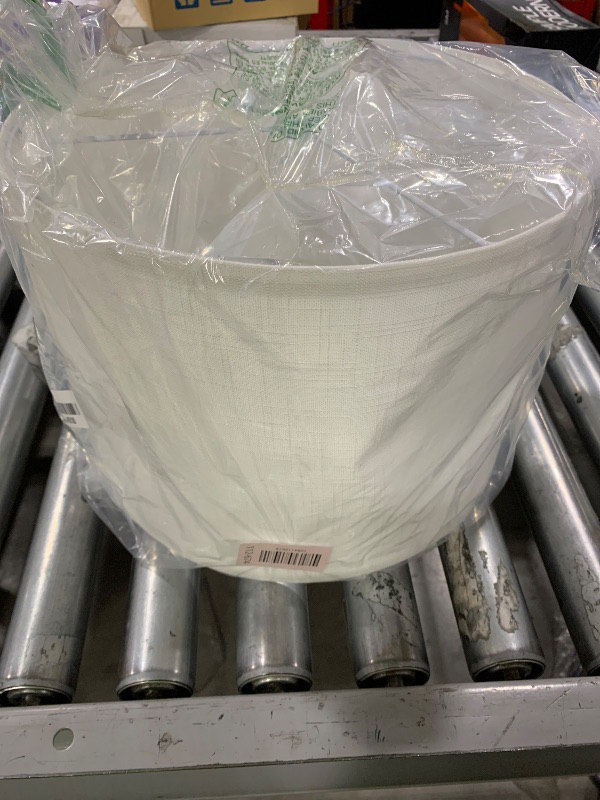 Photo 1 of GO&SO White Textured Drum lampshade Medium Lamp Shade 13" Top x 13" Bottom x 10" High (Spider) Modern Linen Lamp Shades for Table Lamp Bedside Lamp Natural Linen Replacement Assembly is Required