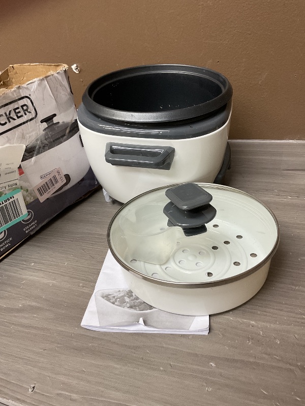 Photo 1 of BLACK+DECKER 16-Cup Rice Cooker, 8-Cup Uncooked Rice, Steaming Basket, Removable Non-Stick Bowl, One Touch, Keep Warm
