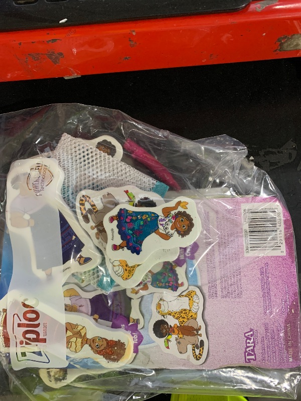 Photo 1 of Encanto Bathtub Toys for Kids, Girls - Disney Bath Playtime Bundle with 8 Foam Pieces, Crayon, Mesh Storage Bag, Stickers, and More | Disney Encanto Bath Toys Pack