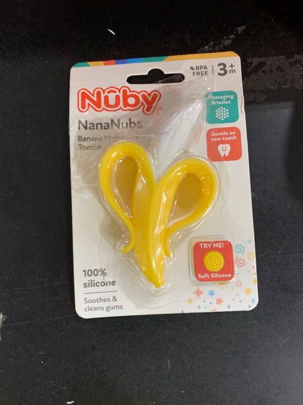 Photo 1 of Nuby Nananubs Banana Massaging Teether – Baby Teething Toys 3 Months and Up, Silicone Teether for Sore Gums, Infant Toy, Baby Essentials, Brush, Travel Accessory, Gift for Babies