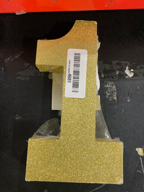 Photo 1 of TONIFUL 7.8 Inch Gold Glitter Number 1 Wooden Table Centerpieces Birthday Party Decorations,Shining Golden Digit 1 for Birthday Decorations,New Year,Graduation Decoration,Anniversary,Prop (1 Pack)