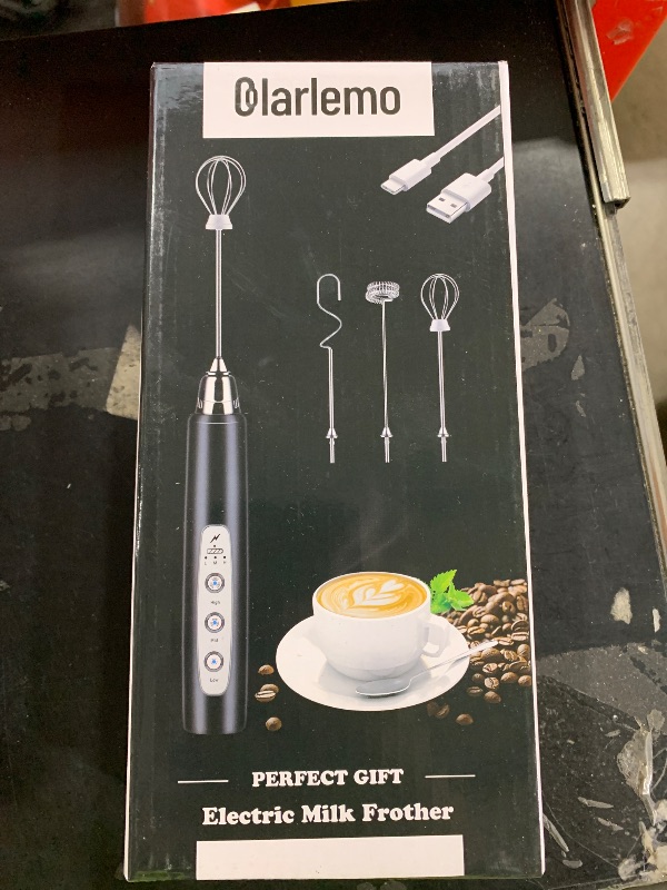 Photo 1 of Colarlemo Milk Frother Handheld Rechargeable, Frother Wand Drink Mixer Electric Whisk for Coffee, Detachable With 3 Stainless Whisks, Hand Mixer for Lattes, Cappuccino, Matcha, Egg, No Stand, Black