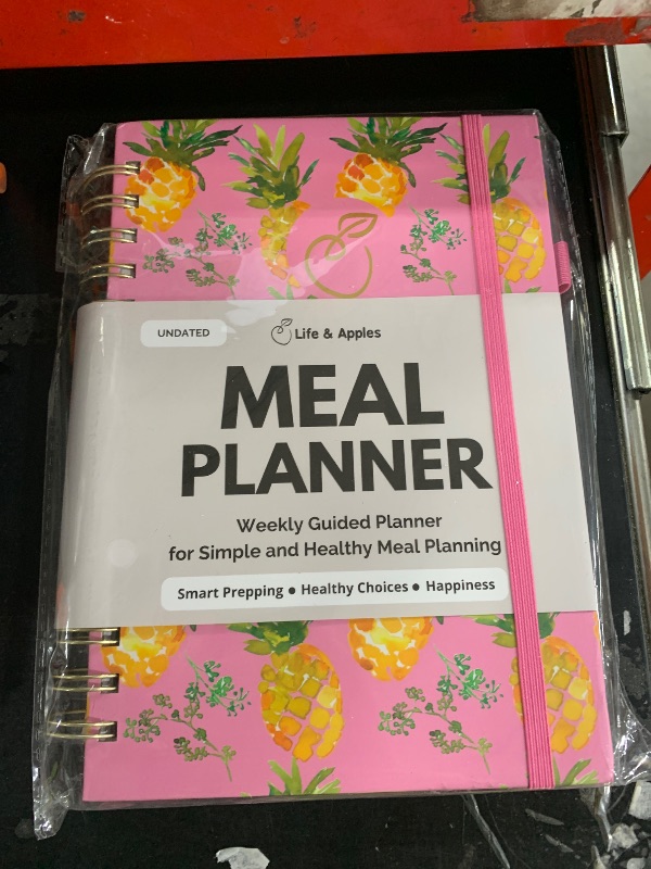 Photo 1 of Life & Apples Meal Planner with Grocery List – Undated Weekly Menu & Meal Prep Notebook for Women & Men, Healthy Eating & Weight Loss Planner, 52-Week Spiral Bound Journal, Pineapples