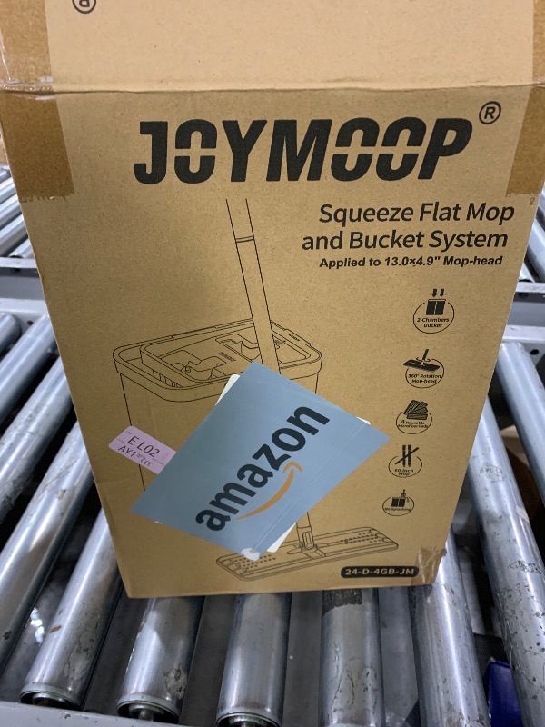 Photo 1 of JOYMOOP Mop and Bucket Set with Wringer, Flat Mops for Floor Cleaning, Wall Mop Cleaner with Long Handle, Hardwood Floor Mop with 4 Microfiber Pads