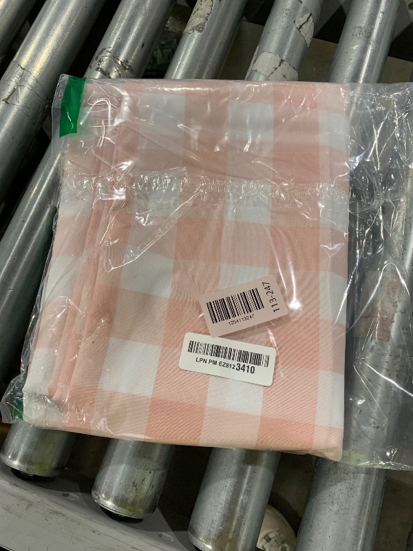 Photo 1 of Veblandy Checkered Tablecloth Rectangle Waterproof Gingham Table Cloth Washable Buffalo Plaid Table Cover Wrinkle Free for Kitchen, Dining and Outdoor Picnic, 60 x 84 Inch, Pink and White