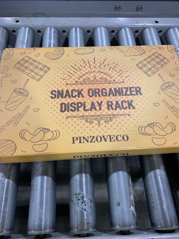 Photo 1 of Pinzoveco Chip Rack Display Stand, 5 Tiers 40 Clips Snack Organizer for Office Desk, 360° Rotating Wooden Base Chip Holder Candy Display for Concession Stand, Countertop, Party, With Message Board