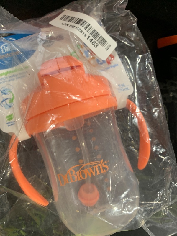Photo 1 of Dr. Brown's Milestones Baby's First Straw Cup, Training Cup with Weighted Straw, 9oz/270mL, Coral, BPA Free, 6m+
