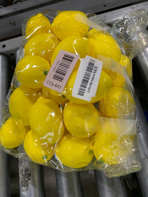 Photo 1 of 30 Pack Faux Yellow Lemons Artificial Fruits Fake Lemons Lifelike Simulation for Lemonade Party Kitchen Table Summer Decorations Vase Fillers Fruit Bowl Lemon Wreath Garland Photography Props