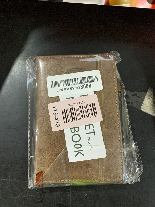 Photo 1 of BIYUNRO Small Pocket Notebook, Leather Journal Mini (Wood)