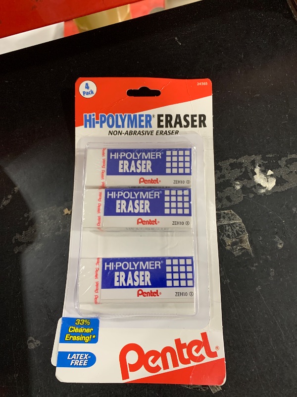 Photo 1 of Pentel® Hi-Polymer Erasers, White, Pack of 4