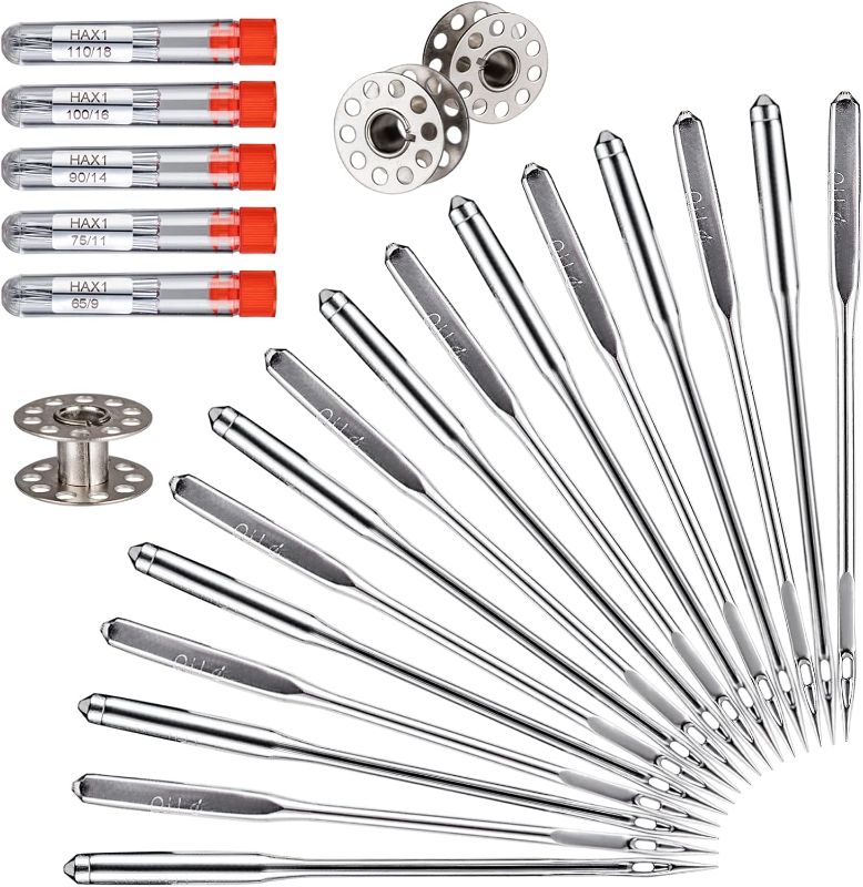 Photo 1 of Sewing Machine Needles, 50 PCS Universal Sewing Machine Needle, Compatible with Singer, Brother, Janome, Varmax, Sizes HAX1 65/9, 75/11, 90/14, 100/16, 110/18 (50 PCS)