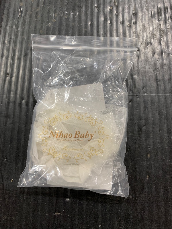 Photo 1 of Nihao Baby Baptism Headband for Baby Girl Christening Newborn girl White Headbands with Bows 2 PCS
