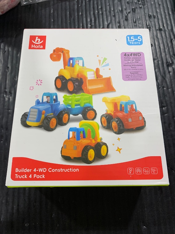 Photo 1 of HOLA Toys for 1 2 Year Old Boy Birthday Gift - 4 PCS Toy Trucks Toddler Boy Toys, 4WD Friction Power Car Toys, Toddler Toys 1-2 Early Educational Christmas Easter Stocking Stuffers