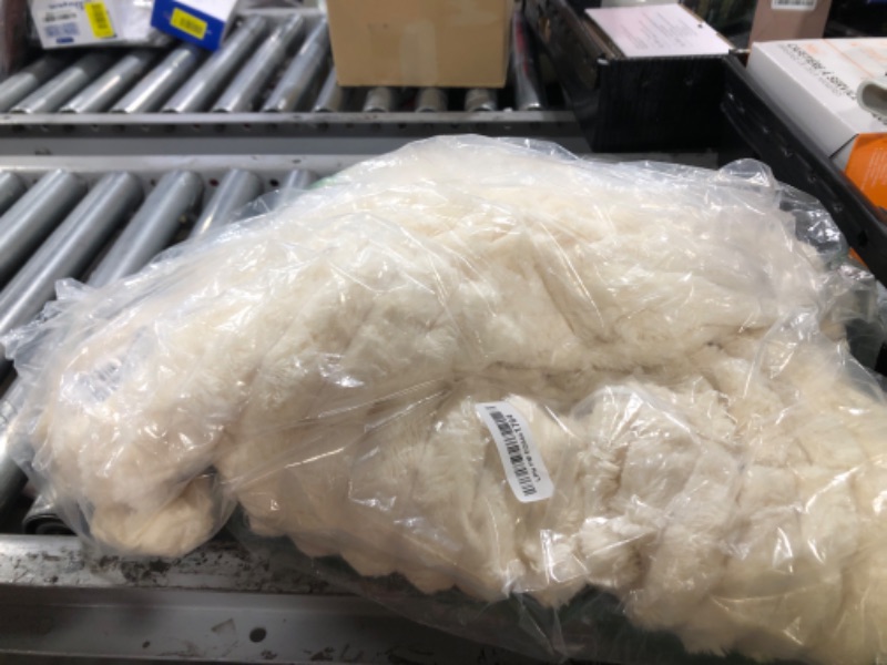Photo 1 of Honeydak Ribbed Rabbit Fur Stuffed Animal Storage Bean Bag Chair Cover (No Filler) Comfy Bean Bag Cover Without Filling or Home Bedroom Decor Organizing Plush Doll Textile Holder(Creamy White, L)