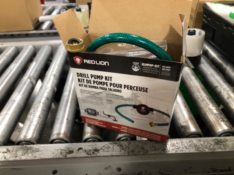 Photo 1 of Red Lion RLMPDP-KIT, 154 GPH Drill Power Transfer Pump with 32-inch Length of Garden Hose, 1/4-inch O.D. Tubing, and Adapter, Black, 14942022