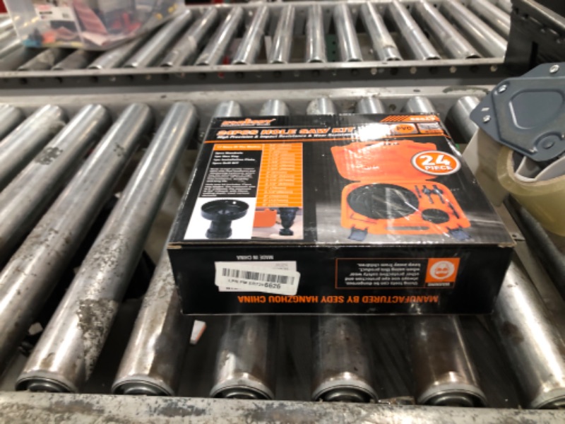 Photo 1 of HORUSDY Hole Saw Set 24PCS Hole Saw Kit,Hole Saw Drill Bit Kit, 3/4"-6" (19-152mm) 17PCS Saw Blades, 2 Mandrels, 3 Drill Bit, Installation Plate, Hex Key, For Drywall, Soft Wood, Plywood, Plastic, PVC