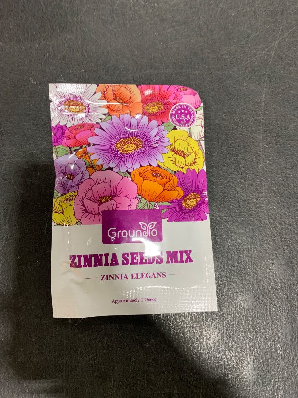 Photo 1 of Groundio Zinnia Seeds Mix, 1 Oz, Over 3,000 Flowers Seeds, 5 Varieties (Pink, Yellow, Orange, White, Purple), Mixed Colors and Large Blooms,Open Pollinated - Bulk