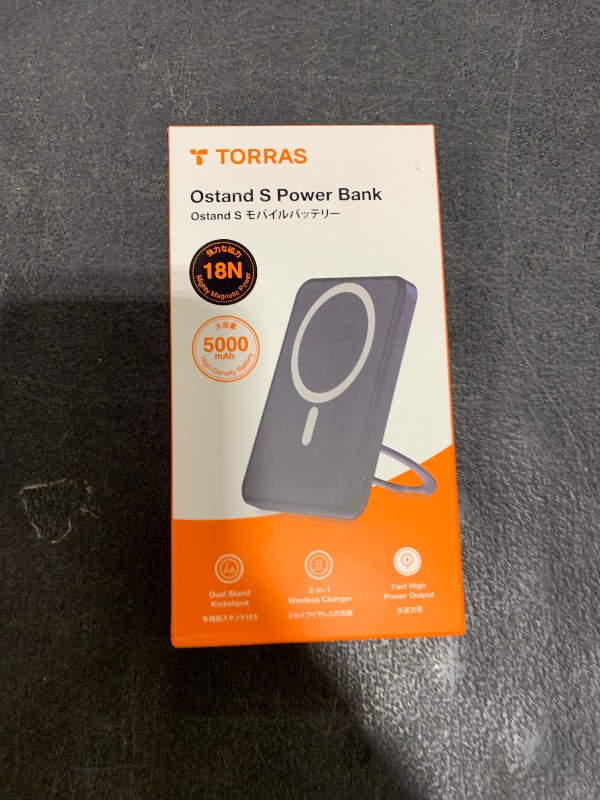 Photo 1 of TORRAS 0.45" Slim Magnetic Portable Charger Power Bank for iPhone 5000 mAh 22.5W PD Fast Charging Wireless Battery Pack O Stand Compatible with Magsafe, i Phone 16 Pro Max, Pro,15,14,13,12, Black