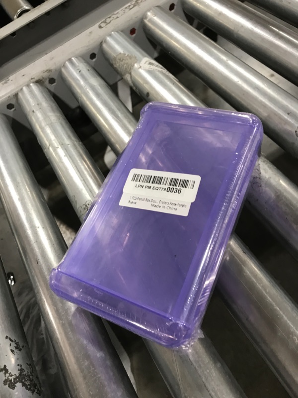 Photo 1 of 1 PCS Pencil Box,Double Layer Large Capacity Pencil Box,Hard Pen Case with Snap-tight Lid, Plastic Pencils Case for Office School Supplies Pen Boxes,Storage Organizer for Gel Pens Erasers-Purple