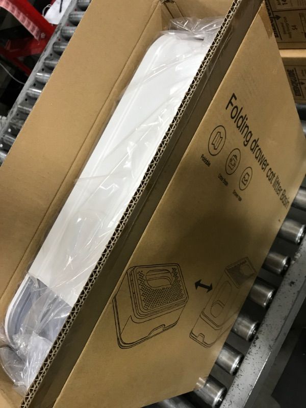 Photo 1 of Rizzari Cat ter Box Stainless Steel Top-Entry : Leak-Proof Enclosed Design Reduces Odor, for Indoor Cats & Owners (White)