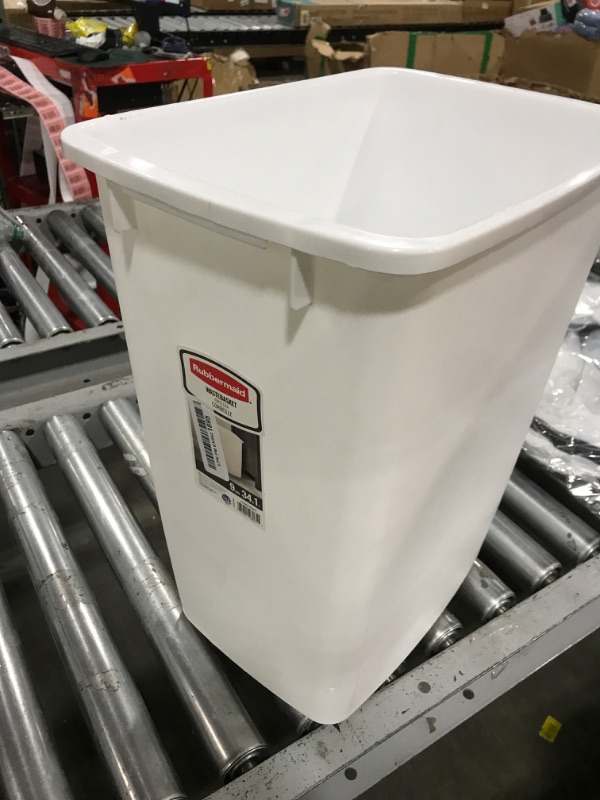 Photo 1 of Rubbermaid Small Kitchen Bathroom Trash Can, 9 Gallons, White, Waste Basket for Under Counter/Kitchen/Office/Bedroom/Bathroom