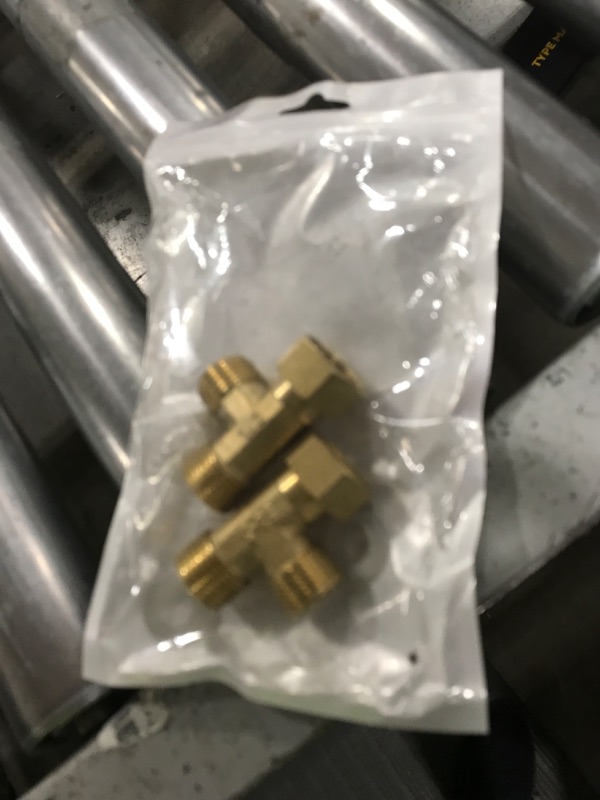 Photo 1 of VILLCASE Brass Angle Stop Add-A-Tee Valve, 2pcs Compression Tee Fittings 3 Way Valve Adapter for Connector Joint Elbow T Angle Install Easy Hose Way Brass Parts