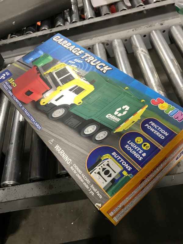 Photo 1 of JOYIN Large Friction Powered Garbage Truck Toy Set, Includes Dumpster, Trash Bins, and Learning Cards for Kids, Boy Toys Birthday Gift for Boys Girls Kids Toddler Gift for Christmas