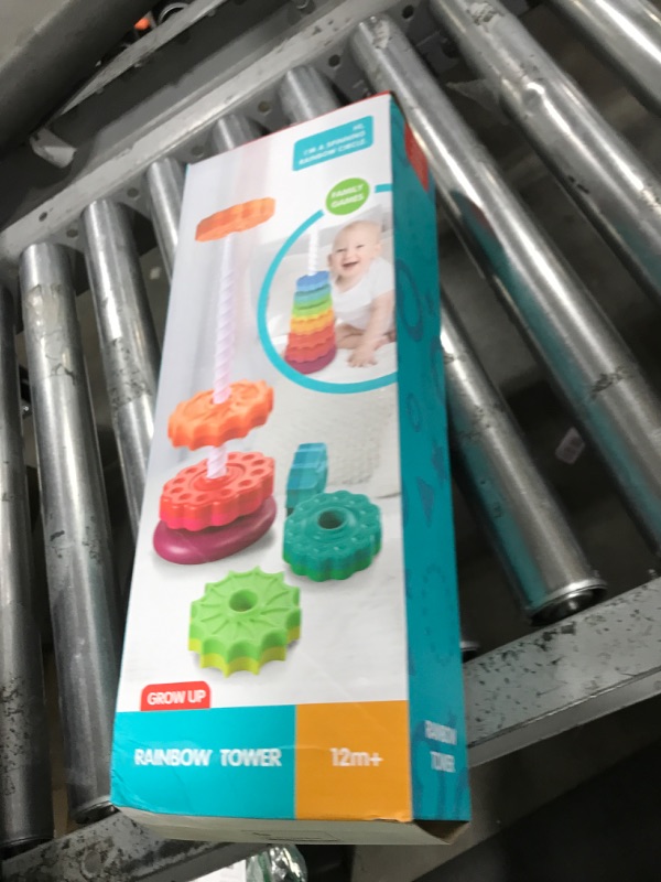 Photo 1 of JUXUE Spinning Toy, Rainbow Stacking Toys for Toddlers 1-3, Ring Stacker Baby Toys 6 to 12 Months, 1 One Year Old Girl Boy Christmas Birthday Gifts, Montessori Autism Sensory Toy
