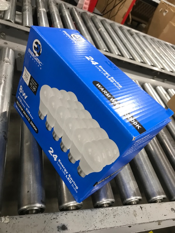 Photo 1 of Energetic 24 Pack LED Light Bulbs 60 Watt Equivalent, A19 Warm White 3000K, E26 Base, Non-Dimmable, 8W 760lm, ETL Listed