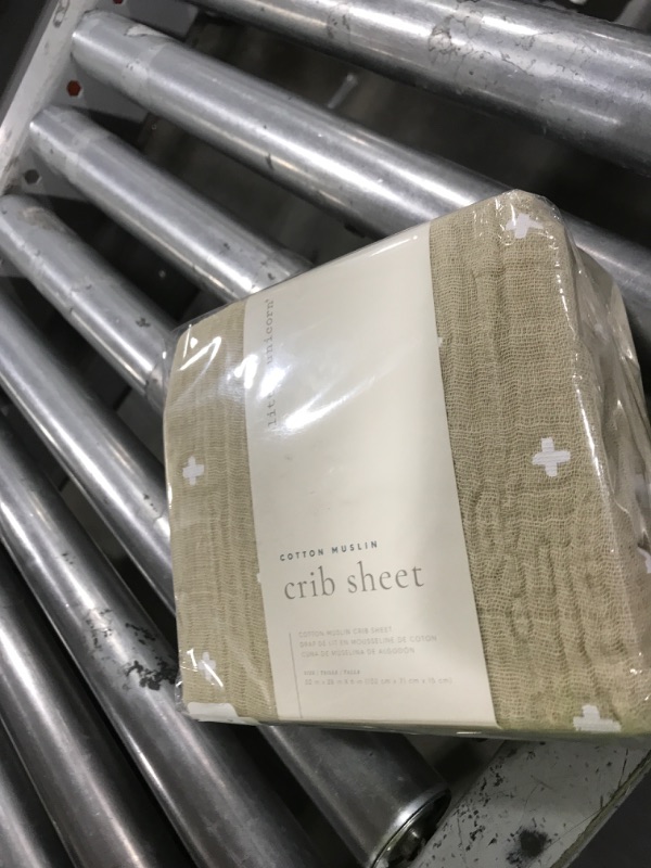 Photo 1 of Little Unicorn Premium Crib Sheet | Breathable & Super-Soft Muslin Fabric (Taupe Cross)