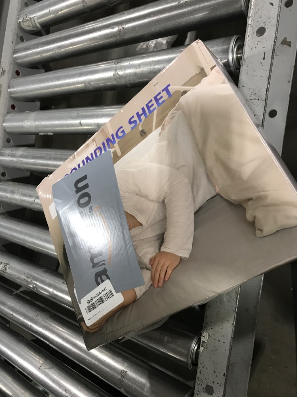 Photo 1 of OneAmg Grounding Sheets King Size, Grounded Fitted Bed Sheet 10% Pure Silver Fiber + 90% Organic Cotton Bed Grounding Kit with grounding Cord for Improved Sleep & Wellness (White,King- 80"x78"x15")