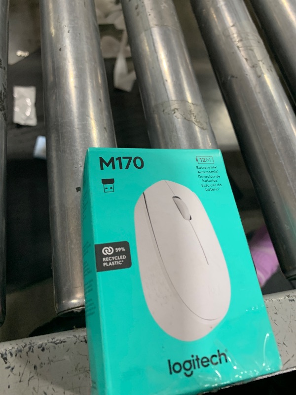 Photo 1 of Logitech M170 Wireless Mouse for PC, Mac, Laptop, 2.4 GHz with USB Mini Receiver, Optical Tracking, 12-Months Battery Life, Ambidextrous - Off White