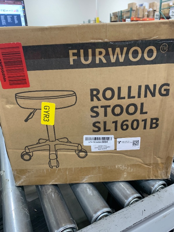 Photo 1 of FURWOO Round Rolling Stool Height Adjustable Stool with Wheels for Spa Salon Massage Black
