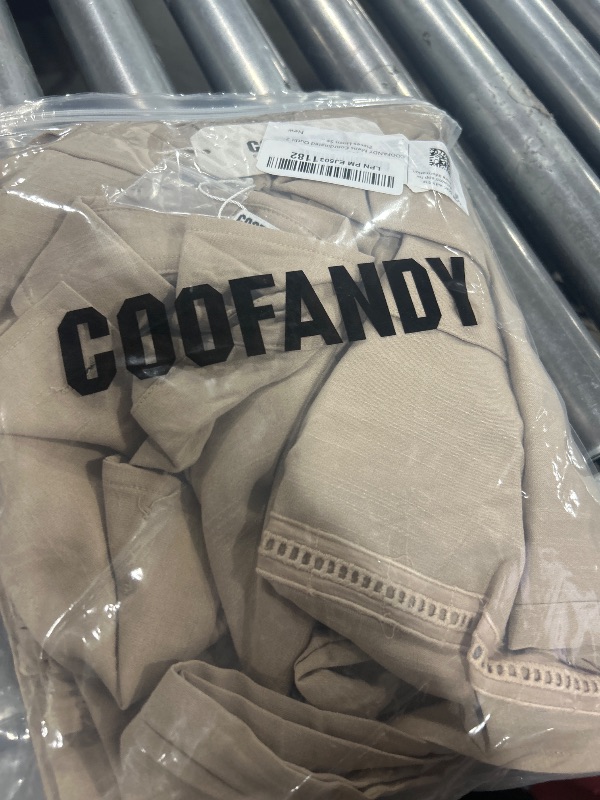 Photo 1 of COOFANDY Mens Coordinated Outfit 2 Pieces Linen Set Long Sleeve Cuban Shirts with Pocket and Casual Beach Pants Summer Yoga, Khaki, X-Large