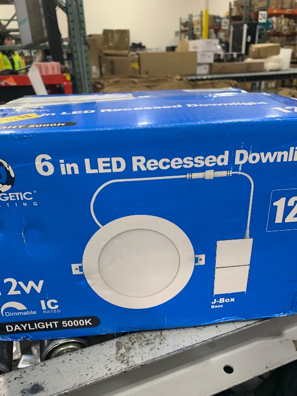 Photo 1 of E ENERGETIC LIGHTING 12 Pack 6 Inch Ultra-Thin LED Recessed Ceiling Light with Junction Box, Daylight 5000K, 1050LM Brightness, 12W 110W Eqv, Dimmable Canless Wafer Downlight - ETL & FCC Certified