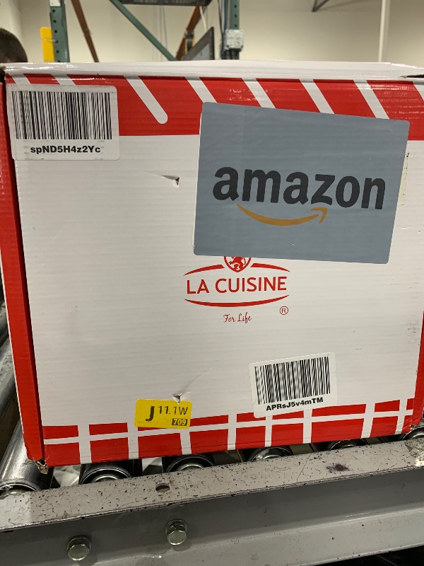 Photo 1 of La Cuisine Enameled Cast Iron Dutch Oven - Casserole Dish Pot with Lid, 6.5 QT 11 Inches Dia. Matte Black Enamel Interior, Teal Porcelain Enamel Exterior Oven-Safe 