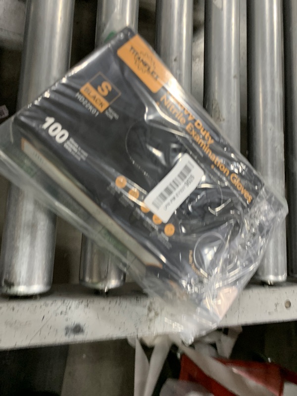 Photo 1 of TitanFlex Heavy-Duty Black Disposable Nitrile Gloves, Box of 100, 6-mil, Fully Textured, Powder-Free, Latex-Free, Non-Sterile