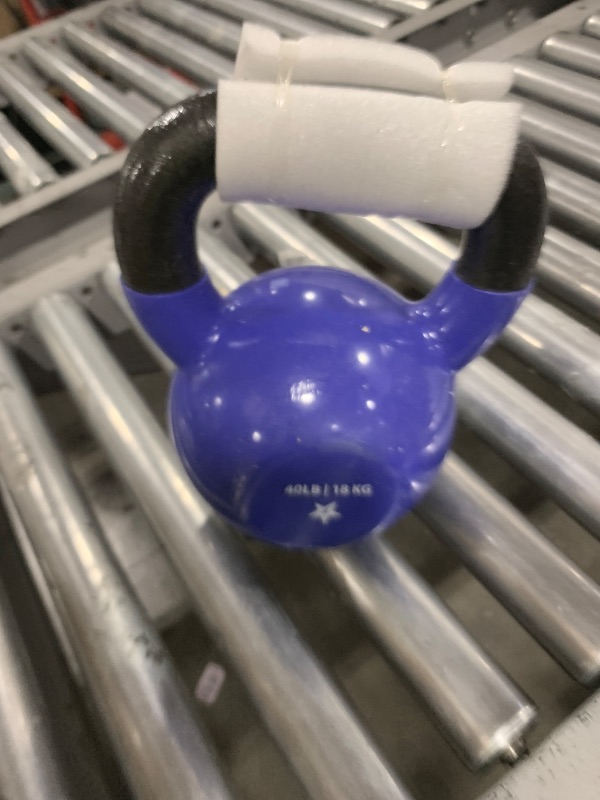 Photo 1 of Yes4All Kettlebell, 40 lb Vinyl Coated Cast Iron Strength Training Kettlebells for Home Gym Exercises, Heavy Weights Gym, Fitness, Full Body Workout Equipment, Push up, Grip, Strength Training - Blue