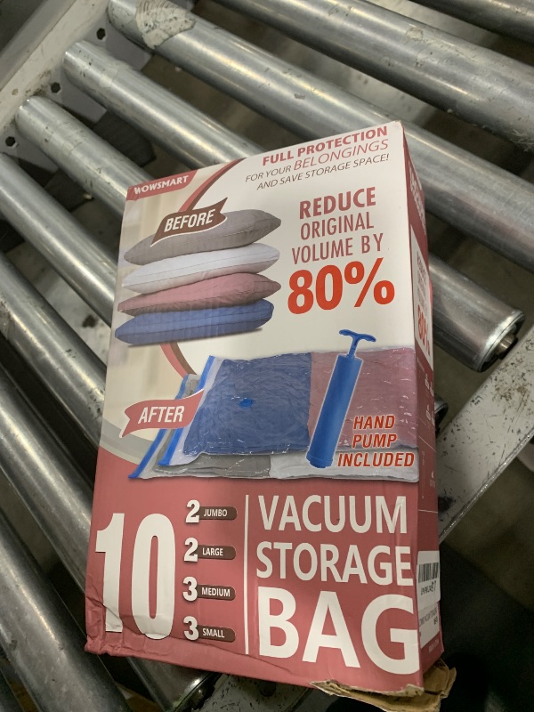 Photo 1 of 10 Space Saver Vacuum Sealed Storage Bags (2 Jumbo/2 Large/3 Medium/3 Small) with Hand Pump, Seal Bags for Clothing, Comforters, Pillows, Towel, Blanket Storage, Bedding