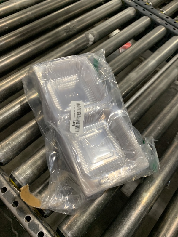 Photo 1 of 100 Count Clear Plastic Hinged Take Out Containers Clamshell Takeout Tray Food Clamshell Containers Outside Diameter for Dessert, Snacksetc, Cakes Slice, Cookies, Salads