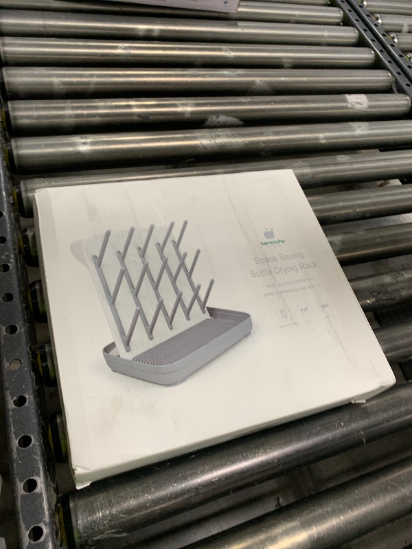 Photo 1 of Termichy Baby Bottle Drying Rack: Large Vertical Bottle Dryer Rack Holder - Space Saving Standing Drying Rack for Baby Bottles and Pump Part Cleaning (Gray)