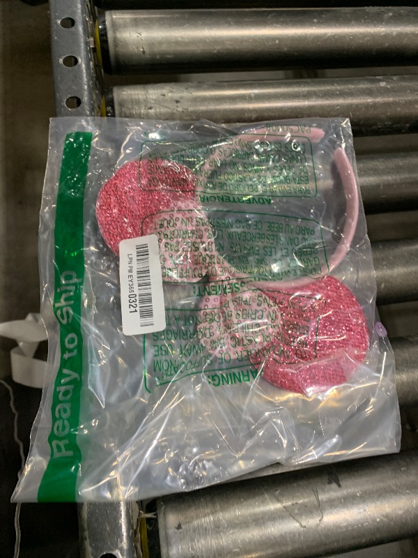Photo 1 of Mouse Costume Deluxe Ears Headband Red Bow Hairs Accessories (Sequin Pink and Black A)