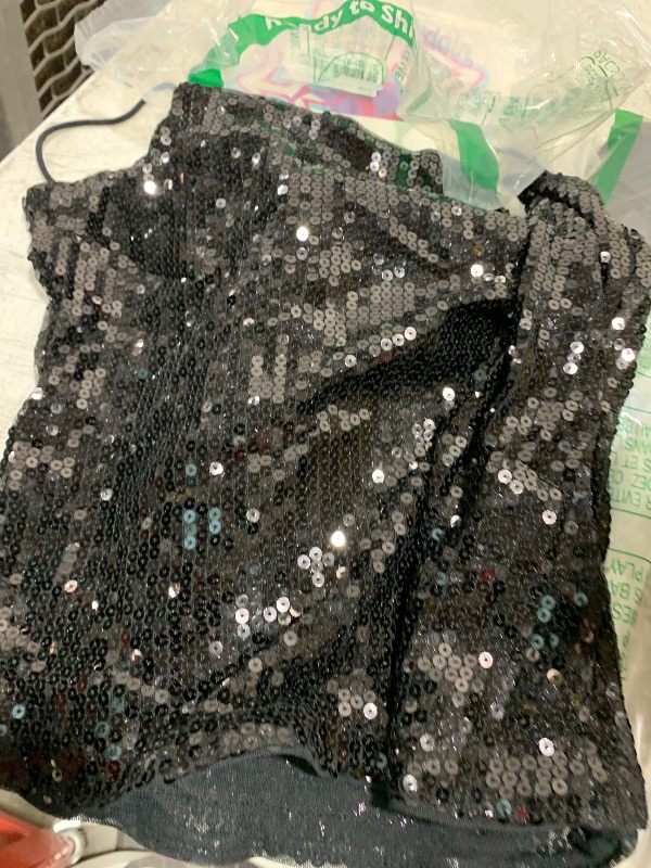 Photo 1 of Women’s Sequin Tops Glitter Party Strappy Tank Top Sparkle Cami M