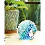 Photo 1 of Hand Blown Glass Sphere Ocean Waves, Blue Paperweight, Decorative Ball, Sea Glass Art, Crystal Collectible, Home & Office Decor, Gift, Mother Day
