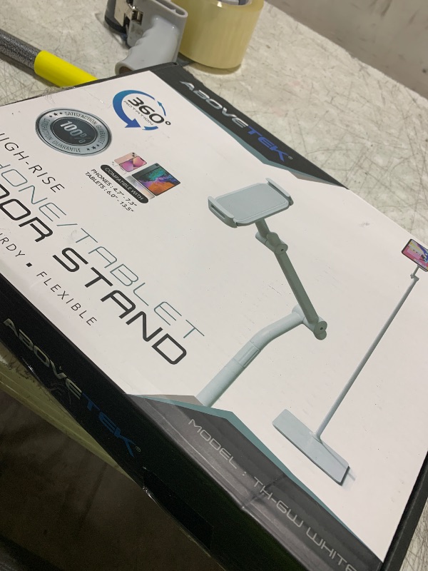 Photo 1 of AboveTEK Tablet Floor Stand,Stylish Adjustable Height iPad Floor Stand with Stable Base,Aluminum 360° Rotation Holder for Sofa Bed,Fits 4.7-13.5"iPad Pro 12.9/Air/Mini,Galaxy Tab,iPhone, Kindle(White)