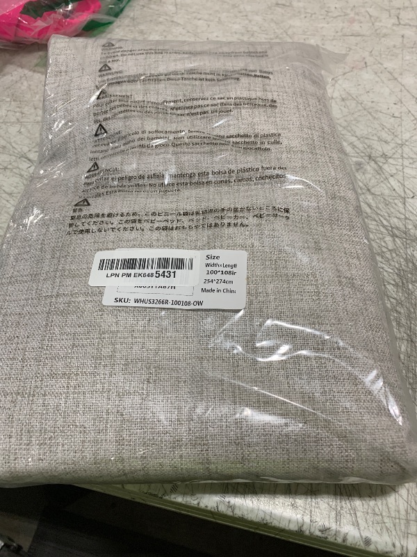 Photo 1 of Novecozy Linen Blackout Curtains 108 Inches Long, Room Divider Curtains, Curtains & Drapes for Sliding Door/French Door, Rod Pocket/Back Tab/Hook Belt/Ring Clips(1 Panel, W100 x L108, Greyish White)