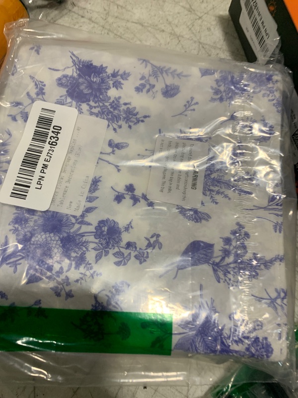Photo 1 of 100Pcs Floral Beverage Napkins Blue White Disposable Paper Napkins Flowers Luncheon Cocktail Dinner Hand Towels for Wedding Bridal Baby Shower Birthday Tableware Decorations (Blue)