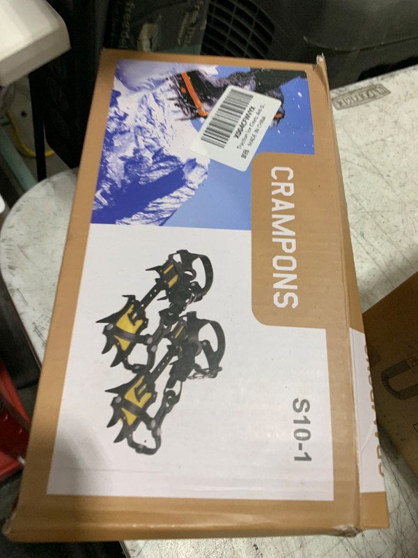 Photo 1 of Traction Ice Cleats, Anti-Slip 10 Toothed Snow Crampons Ice Footwear for Mountaineering, Ice Climbing, Camping, Hiking Crampons for Hiking Boots